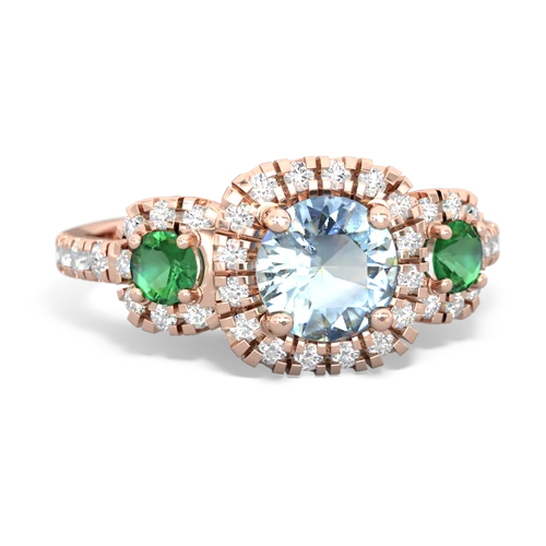 Aquamarine Genuine Aquamarine with Lab Created Emerald and Genuine Fire Opal Regal Halo ring Ring