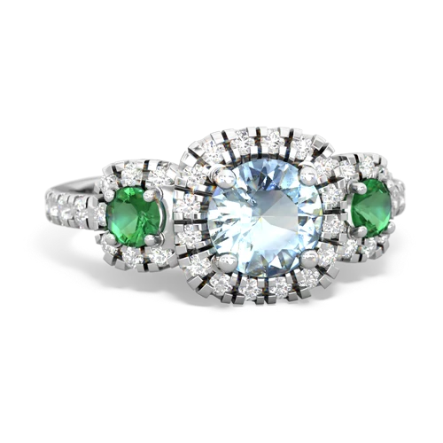 aquamarine-lab emerald three stone regal ring