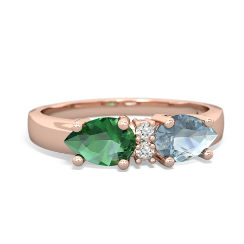 Aquamarine Genuine Aquamarine with Lab Created Emerald Pear Bowtie ring Ring