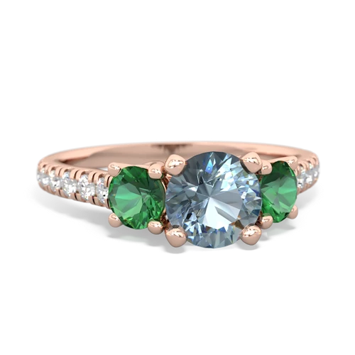 Aquamarine Genuine Aquamarine with Lab Created Emerald and  Pave Trellis ring Ring