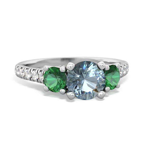 Aquamarine Genuine Aquamarine with Lab Created Emerald and Genuine Fire Opal Pave Trellis ring Ring
