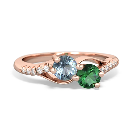 Aquamarine Genuine Aquamarine with Lab Created Emerald Two Stone Infinity ring Ring