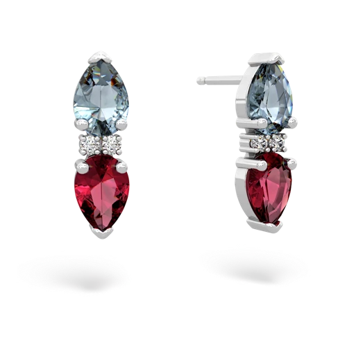 aquamarine-lab ruby bowtie earrings
