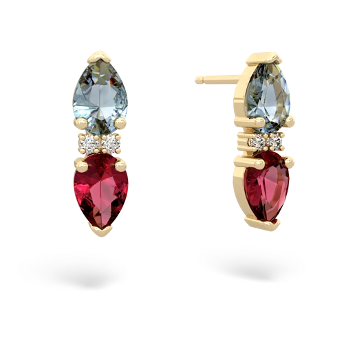aquamarine-lab ruby bowtie earrings