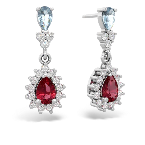 aquamarine-lab ruby dangle earrings