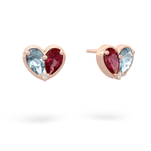 aquamarine-lab ruby one heart earrings