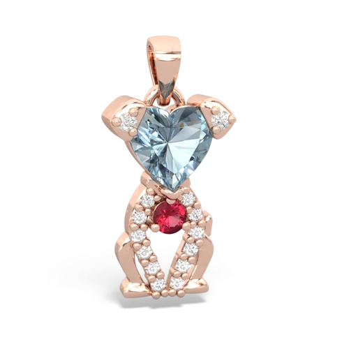 aquamarine-lab ruby birthstone puppy pendant