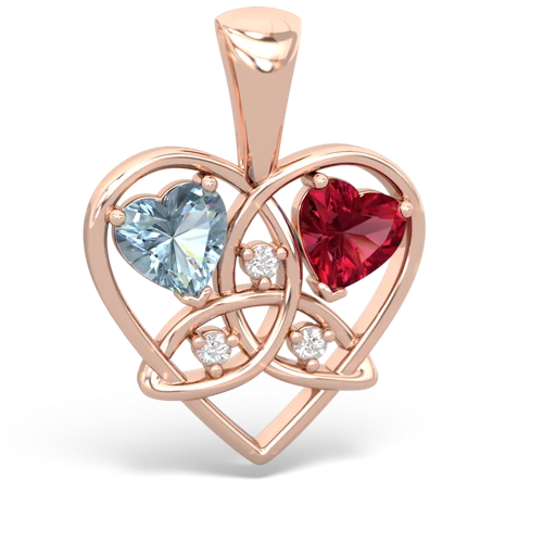 aquamarine-lab ruby celtic heart pendant