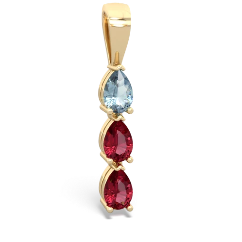 aquamarine-lab ruby three stone pendant
