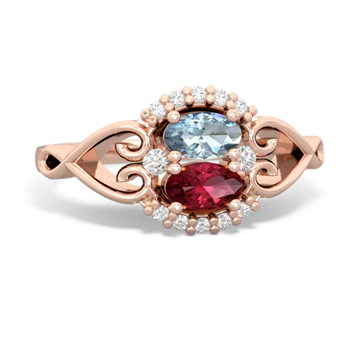 aquamarine-lab ruby antique keepsake ring