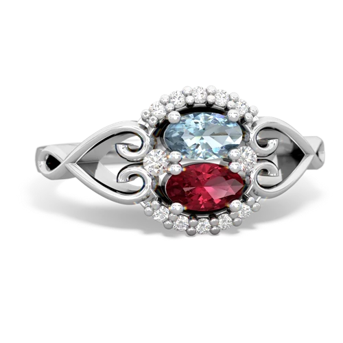 aquamarine-lab ruby antique keepsake ring