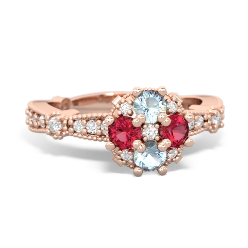 aquamarine-lab ruby art deco engagement ring