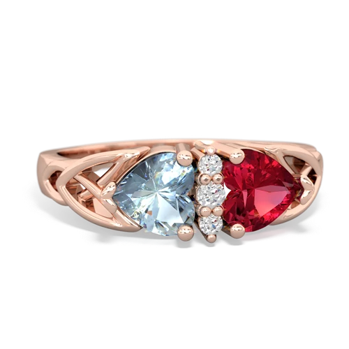 aquamarine-lab ruby celtic ring