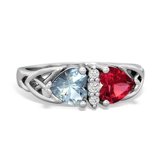 aquamarine-lab ruby celtic ring