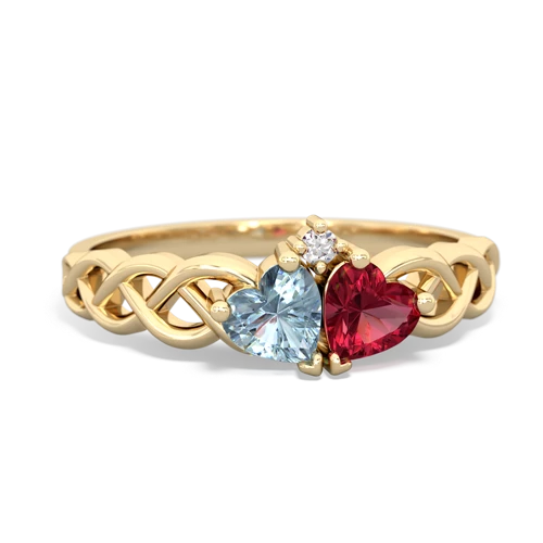 aquamarine-lab ruby celtic braid ring