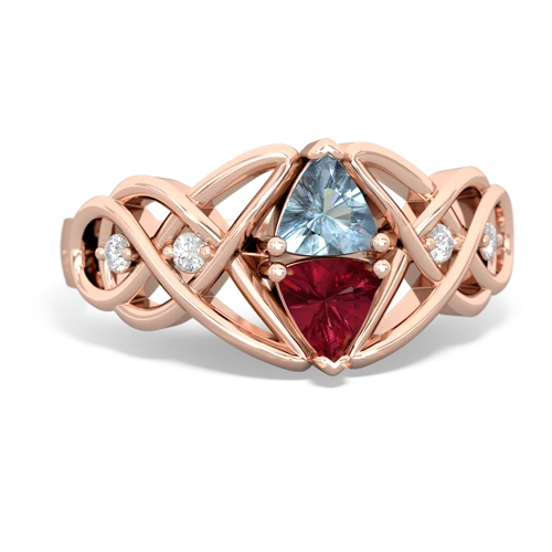 aquamarine-lab ruby celtic knot ring