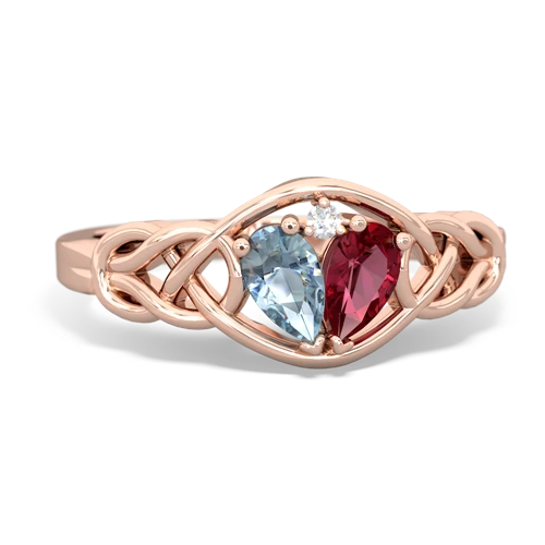 aquamarine-lab ruby celtic knot ring