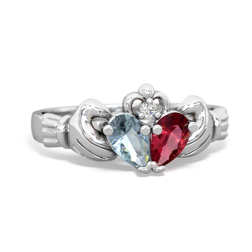 aquamarine-lab ruby claddagh ring