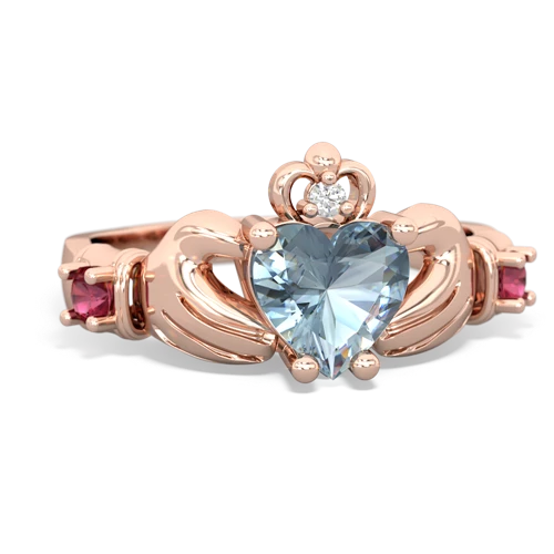 aquamarine-lab ruby claddagh ring