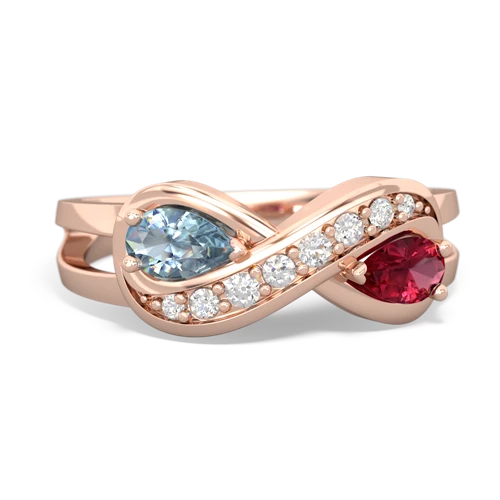 aquamarine-lab ruby diamond infinity ring