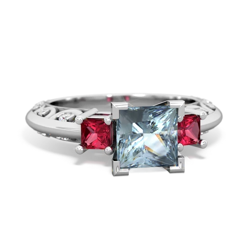 aquamarine-lab ruby engagement ring