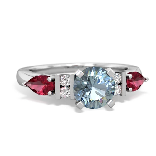 aquamarine-lab ruby engagement ring