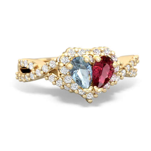 aquamarine-lab ruby engagement ring
