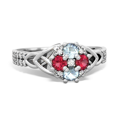 aquamarine-lab ruby engagement ring