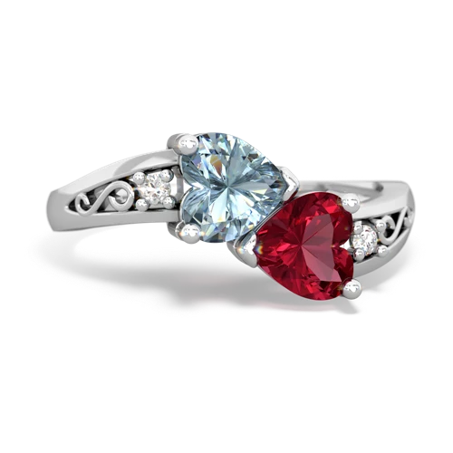 aquamarine-lab ruby filligree ring