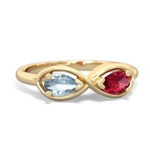 aquamarine-lab ruby infinity ring