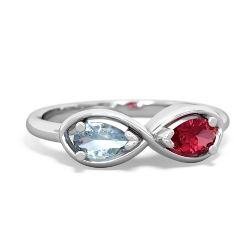 aquamarine-lab ruby infinity ring