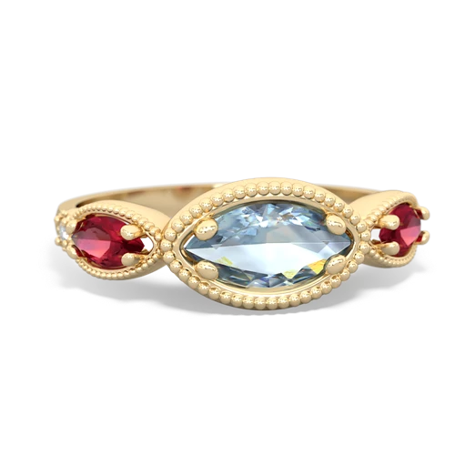 aquamarine-lab ruby milgrain marquise ring