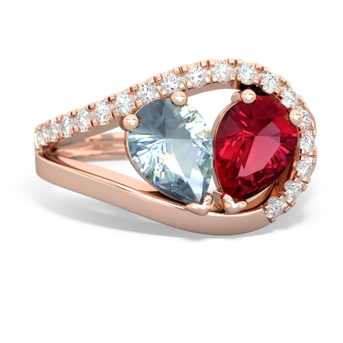 aquamarine-lab ruby pave heart ring