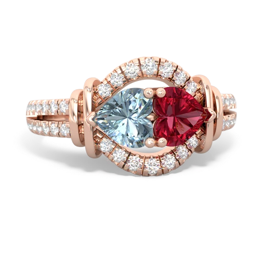 aquamarine-lab ruby pave keepsake ring