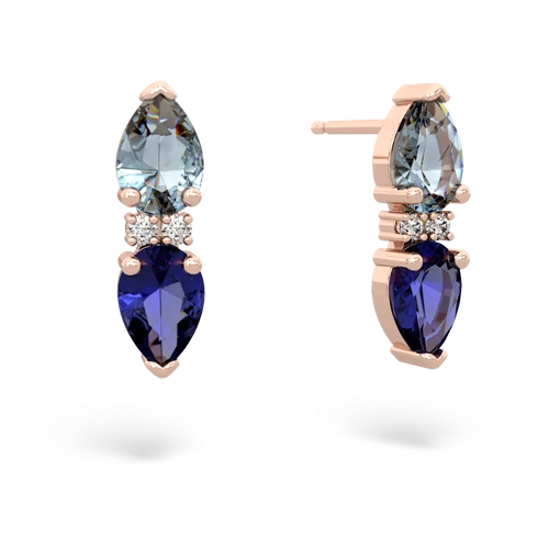 aquamarine-lab sapphire bowtie earrings