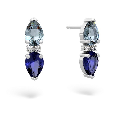 aquamarine-lab sapphire bowtie earrings
