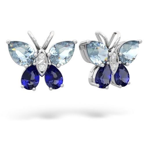 aquamarine-lab sapphire butterfly earrings