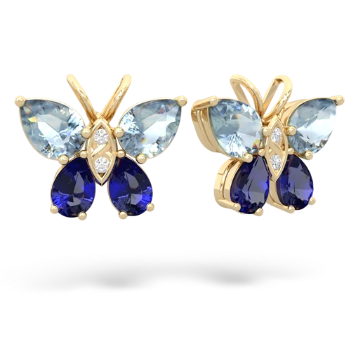 aquamarine-lab sapphire butterfly earrings