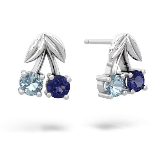 aquamarine-lab sapphire cherries earrings
