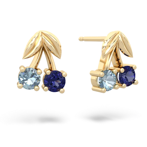 aquamarine-lab sapphire cherries earrings