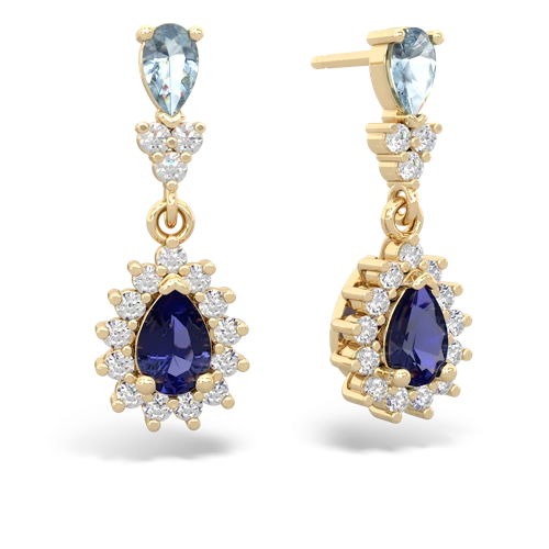 Aquamarine Genuine Aquamarine with Lab Created Sapphire Halo Pear Dangle earrings Earrings