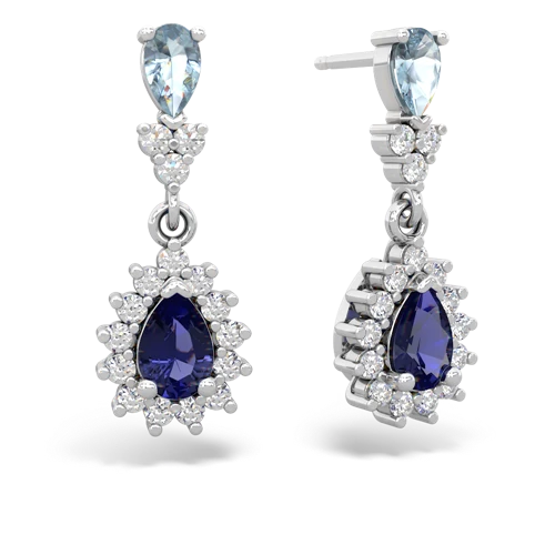 aquamarine-lab sapphire dangle earrings