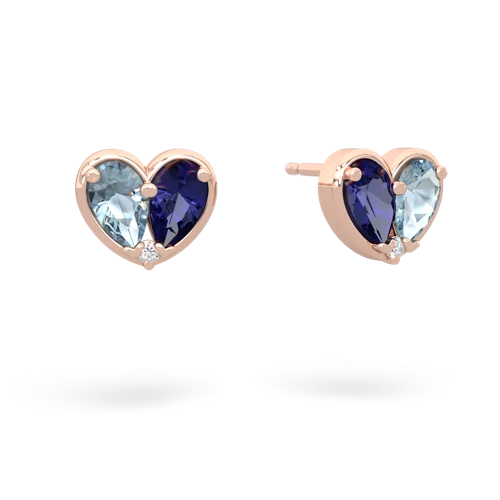 aquamarine-lab sapphire one heart earrings