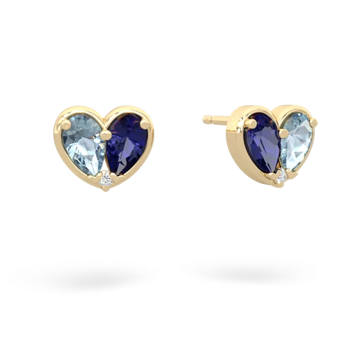 aquamarine-lab sapphire one heart earrings