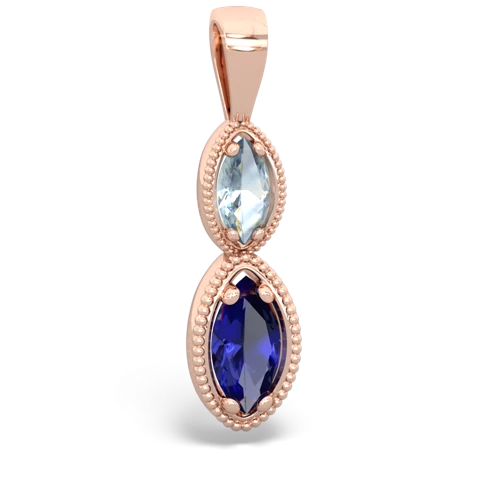 Aquamarine Genuine Aquamarine with Lab Created Sapphire Antique-style Halo pendant Pendant