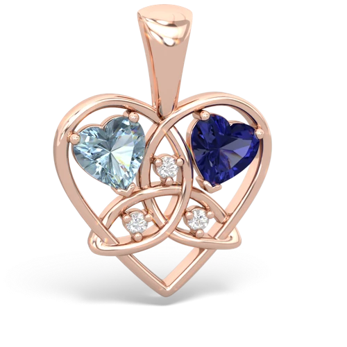 Aquamarine Genuine Aquamarine with Lab Created Sapphire Celtic Trinity Heart pendant Pendant