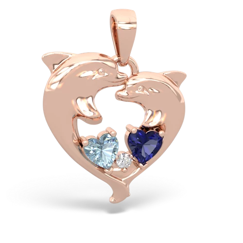 aquamarine-lab sapphire dolphins pendant