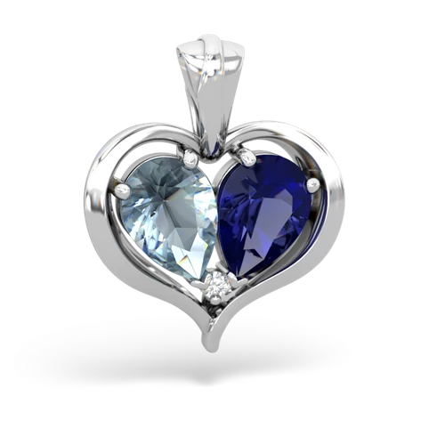 aquamarine-lab sapphire half heart whole pendant