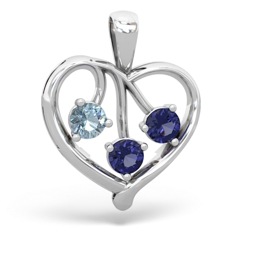Aquamarine Genuine Aquamarine with Lab Created Sapphire and Genuine Tanzanite Glowing Heart pendant Pendant