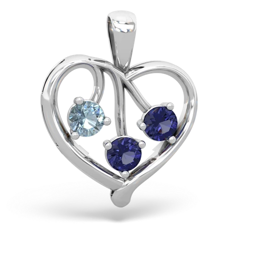 aquamarine-lab sapphire love heart pendant